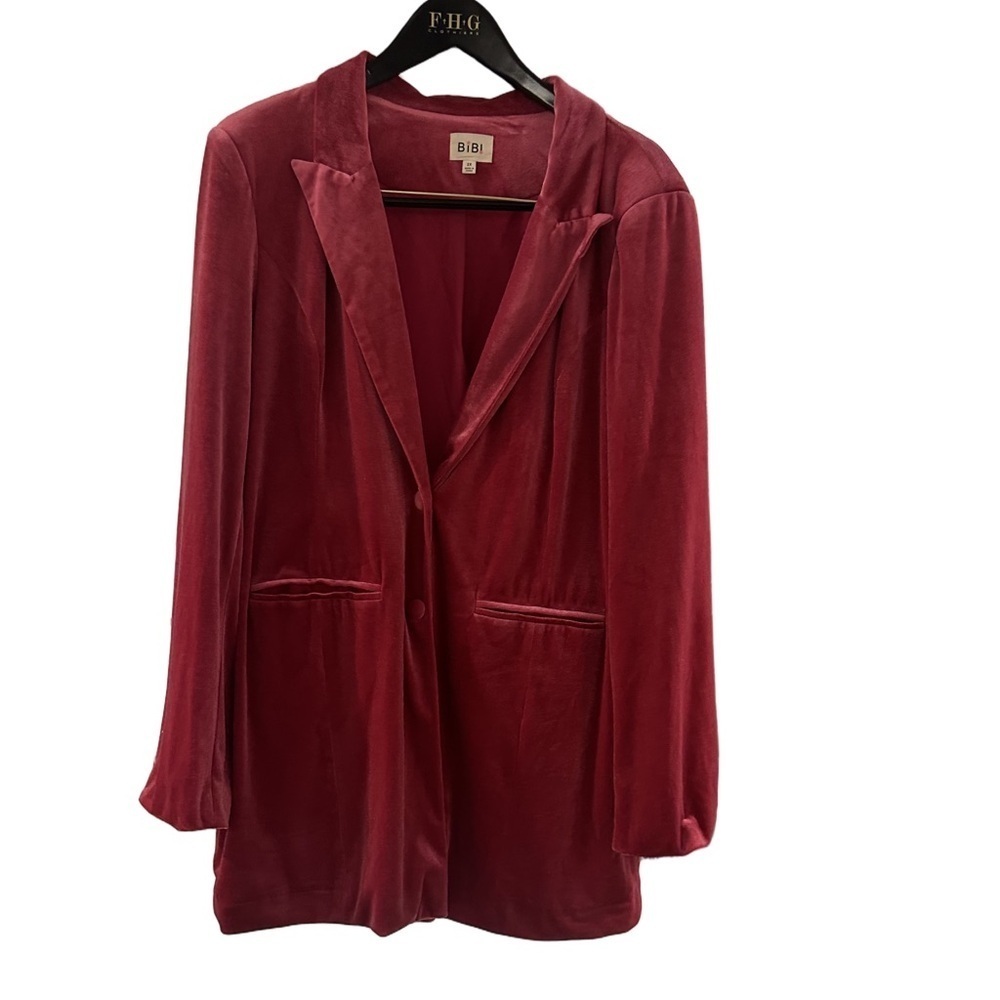 BiBi Women Deep Pink Velvet Blazer